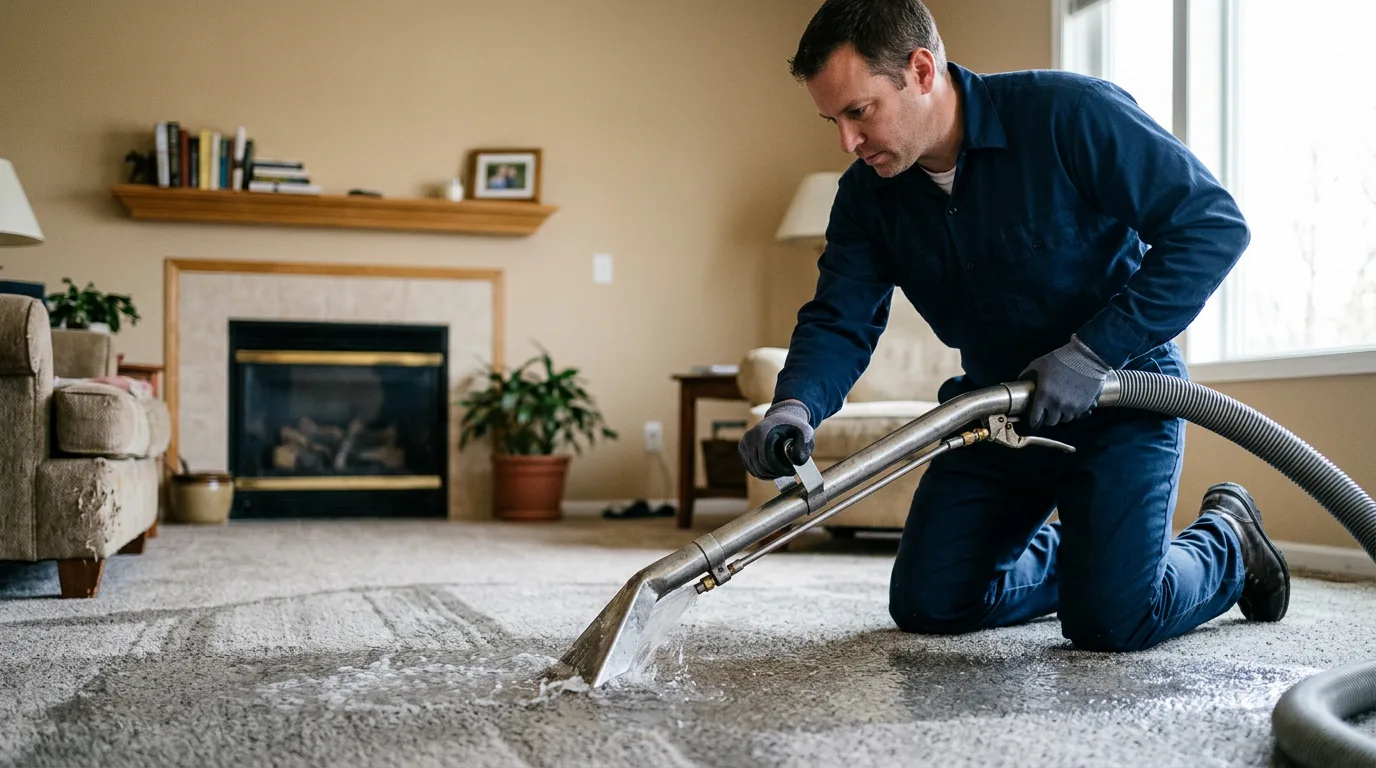 Water damage restoration technician working near Okay, OK
